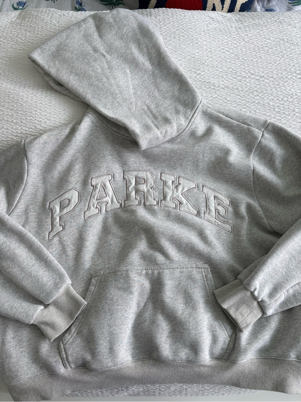 Parke Embroidered Logo Hoodie - Light Gray